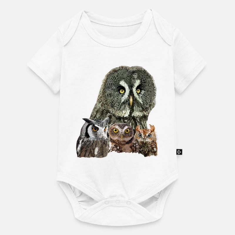 Hiboux - Body à manches courtes Premium Bébé - blanc