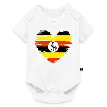 Uganda Heart Flag Flag Coat of Arms - Baby Premium short-sleeve bodysuit - white - Front