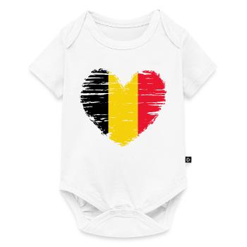 Belgium Heart Flag Flag Coat of Arms - Baby Premium short-sleeve bodysuit - white - Front