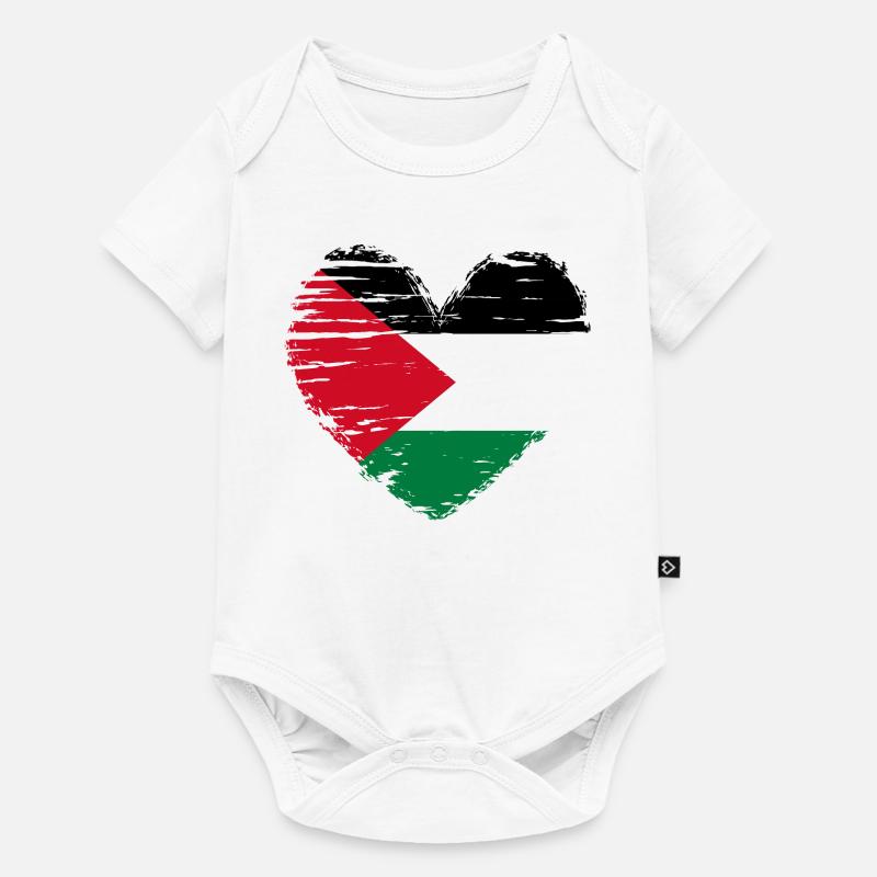 Palestine coeur drapeau blason - Body à manches courtes Premium Bébé - blanc