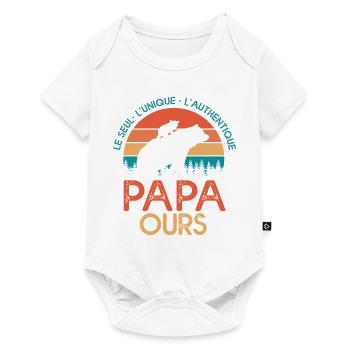papa ours cadeau papa tshirt papa ours - Body à manches courtes Premium Bébé - blanc - Devant