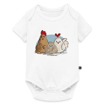 Hühner Familie - Baby Premium Kurzarmbody - Weiß - Vorne