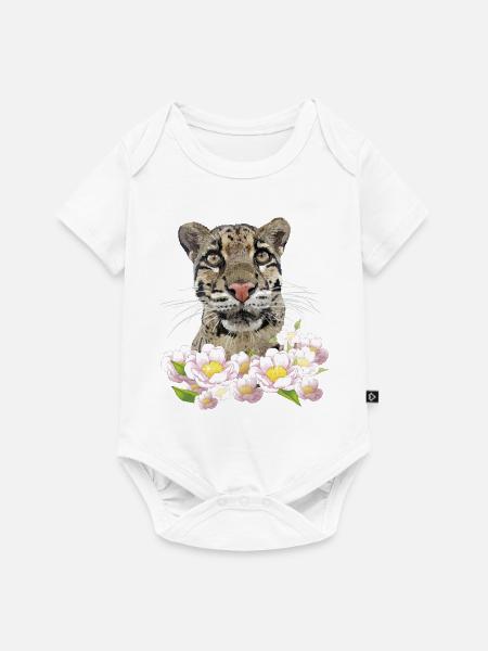 Leopardennebel - Baby Premium Kurzarmbody - Weiß