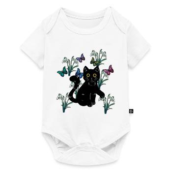 Cat Cats Kids Nature Spring Flowers Fantasy - Baby Premium short-sleeve bodysuit - white - Front