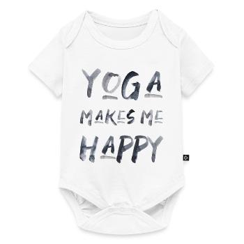 Yoga makes me happy English fitness - Baby Premium short-sleeve bodysuit - white - Front