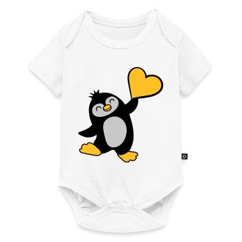 Friendly penguin shows heart - Baby Premium short-sleeve bodysuit - white - Front