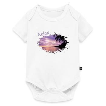 relax chill out Palmen palms sundown - Baby Premium Kurzarmbody - Weiß - Vorne