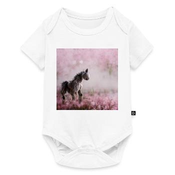 Baby Horse Pink Grey Jumping - Baby Premium short-sleeve bodysuit - white - Front