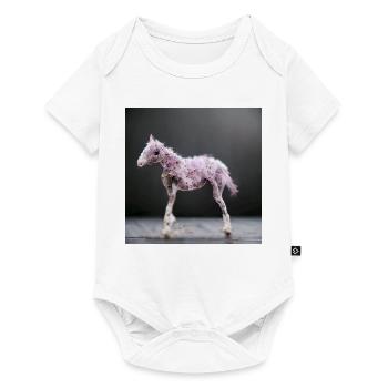 Bébé Cheval Rose Gris Saut - Body à manches courtes Premium Bébé - blanc - Devant