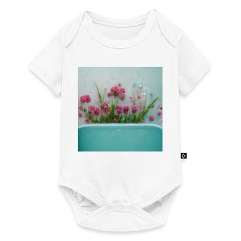 Blumen in der Badewanne Pink Beautiful VI - Baby Premium Kurzarmbody - Weiß - Vorne