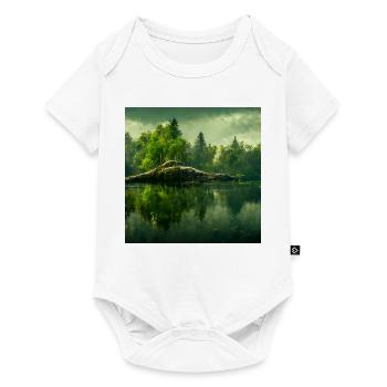 L’avenir du paysage du lac Dinosaur - Body à manches courtes Premium Bébé - blanc - Devant