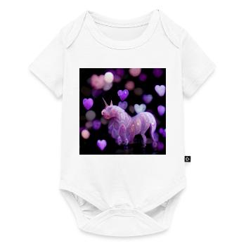 Purple unicorn with hearts - Baby Premium short-sleeve bodysuit - white - Front