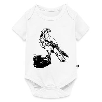 Falke Vogel sitzt auf Baum Cool Vogel Liebhaber Geschenk - Baby Premium Kurzarmbody - Weiß - Vorne