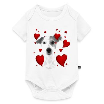 Jack Russell with hearts - Baby Premium short-sleeve bodysuit - white - Front