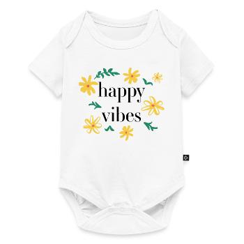 happy vibes - Baby Premium Kurzarmbody - Weiß - Vorne