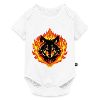 Wolf with Fire and Flames Tribal - Baby Premium short-sleeve bodysuit - white - Front