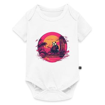 Synthwave Panda Japan Sunset - Baby Premium short-sleeve bodysuit - white - Front