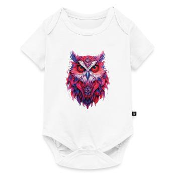 Lustige bunte Eule - Baby Premium Kurzarmbody - Weiß - Vorne