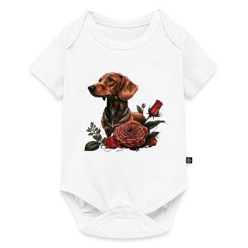 Teckel rose - Body à manches courtes Premium Bébé - blanc - Devant