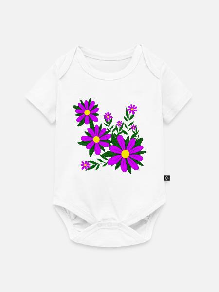 Blütenmuster Blumenranke Margerite Blüte floral - Baby Premium Kurzarmbody - Weiß
