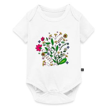 Prairie fleurie motif floral vrille fleur fleur florale - Body à manches courtes Premium Bébé - blanc - Devant