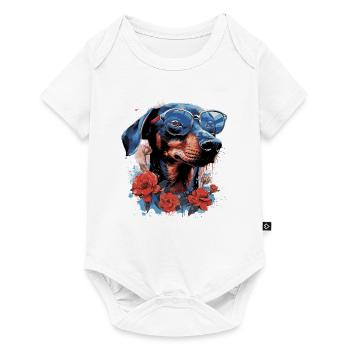 Teckel rose - Body à manches courtes Premium Bébé - blanc - Devant