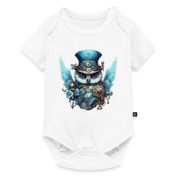 Coole Steampunk Eule - Baby Premium Kurzarmbody - Weiß - Vorne