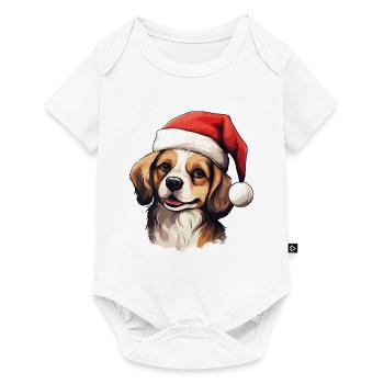 Chien Noël Père Noël chapeau joyeux dogmes laide - Body à manches courtes Premium Bébé - blanc - Devant