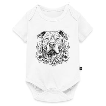 American Staffordshire Terrier avec des fleurs - Body à manches courtes Premium Bébé - blanc - Devant