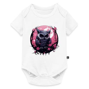 Hibou et roses - Body à manches courtes Premium Bébé - blanc - Devant
