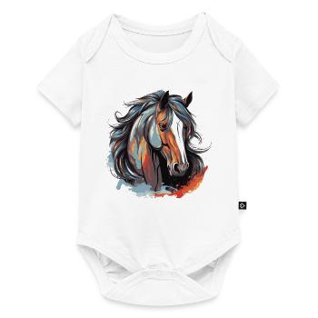 Portrait de cheval - Body à manches courtes Premium Bébé - blanc - Devant