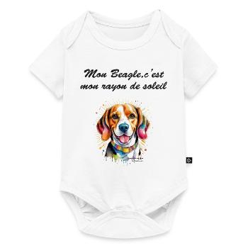 beagle rayon de soleil - Body à manches courtes Premium Bébé - blanc - Devant
