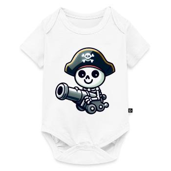 Piratenschädel - Skelett Schatz - Baby Premium Kurzarmbody - Weiß - Vorne