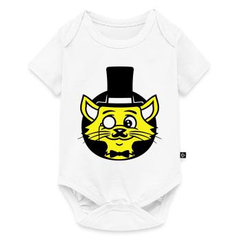 Sir Cat Gentleman Chapeau haut de forme Monocle Rich Gentleman - Body à manches courtes Premium Bébé - blanc - Devant