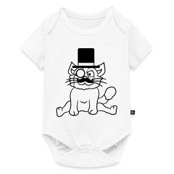 Sir Cat Gentleman Chapeau haut de forme Monocle Rich Gentleman - Body à manches courtes Premium Bébé - blanc - Devant