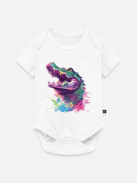 Alligator Krokodil Kaiman Reptil Raubtier Tier - Baby Premium Kurzarmbody - Weiß