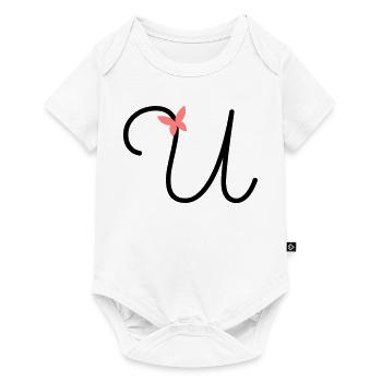 Lettre U Papillon Lettre - Body à manches courtes Premium Bébé - blanc - Devant