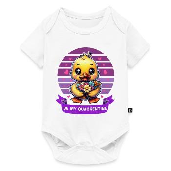 Charming Cartoon Duck Holding Flowers Valentines - Baby Premium short-sleeve bodysuit - white - Front
