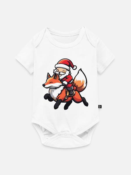 Fuchs Weihnachtsmann Cartoon - Baby Premium Kurzarmbody - Weiß