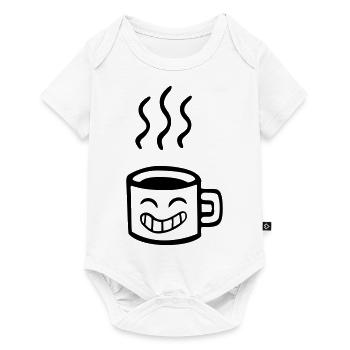 Kaffee kawaii Anime Lächeln - Baby Premium Kurzarmbody - Weiß - Vorne