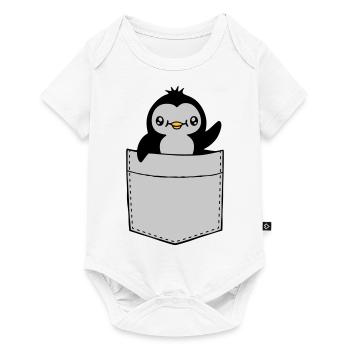 Waving Chest Pocket Penguin - Baby Premium short-sleeve bodysuit - white - Front