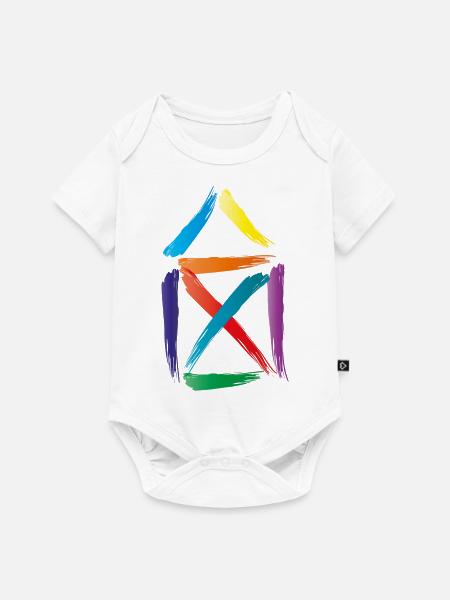buntes haus - Baby Premium Kurzarmbody - Weiß