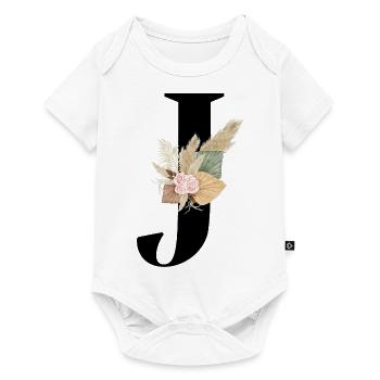 letter J flowered - Baby Premium short-sleeve bodysuit - white - Front