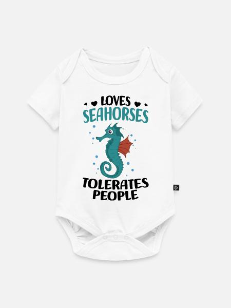 Seepferdchen - Baby Premium Kurzarmbody - Weiß