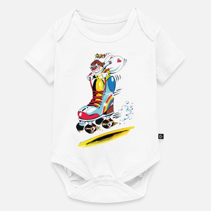 Blühwürmchen auf Rollschuh - Baby Premium Kurzarmbody - Weiß