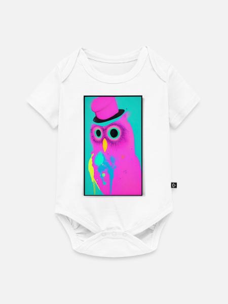 Eule mit Hut - Baby Premium Kurzarmbody - Weiß