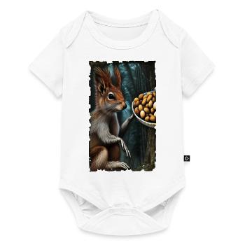 Cool Comic Portrait of a wild red squirrel nuts - Baby Premium short-sleeve bodysuit - white - Front
