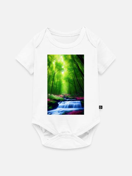Wasserfall im Wald - Baby Premium Kurzarmbody - Weiß