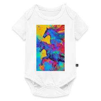 Pferd | reiten | Tier | Reittier | Bunt - Baby Premium Kurzarmbody - Weiß - Vorne