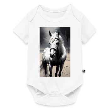 Pferd | reiten | Tier | Reittier | Bunt - Baby Premium Kurzarmbody - Weiß - Vorne